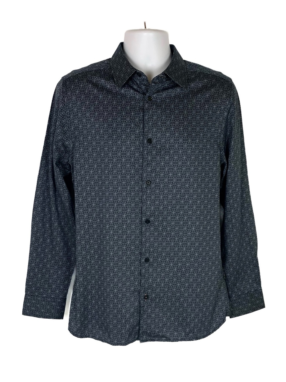 Ted Baker London Men M Shirt Button Up Slim Geometric Long Sleeve Stretch
